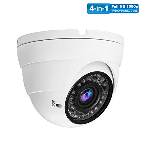 Product Cover 1080P 4-in-1 CCTV HD Security Dome Camera,(TVI/AHD/CVI/CVBS) 2.8-12mm Lens Varifocal Wide Viewing Angle Analog Security Camera, Weatherproof Indoor/Outdoor Camera Day & Night Vision Waterproof