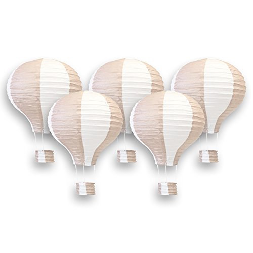 Product Cover Just Artifacts Decorative 12-Inch Hot Air Balloon Paper Lanterns (5pcs, Nude & White)