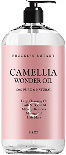 Product Cover Brooklyn Botany Camellia Wonder Oil - 100% Pure & Natural - Deep Cleansing Oil, Bath & Body Oil, Makeup Remover, Massage Oil, Hair Mask - Ultra Lightweight 8.8 oz