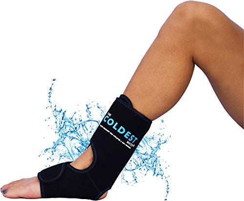 Product Cover The Coldest Foot Ankle Achilles Pain Relief Ice Wrap with 2 Cold Gel Packs | Best for Achilles Tendon Injuries, Plantar Fasciitis, Bursitis & Sore Feet Built for Cold Therapy (Black XS-XL)...