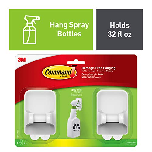 Product Cover Command Spray Bottle Hangers, White, 2 Hangers 4 Strips