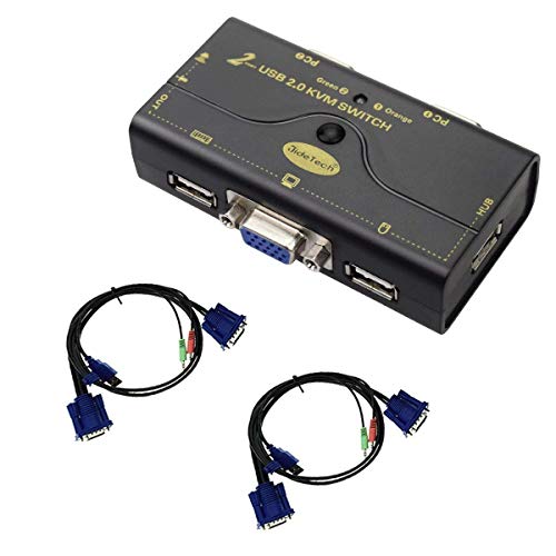 Product Cover 2 Port USB 2.0 VGA KVM Switch Up to 2048x1536 Resolution with USB Hub for PC or Monitor Switching
