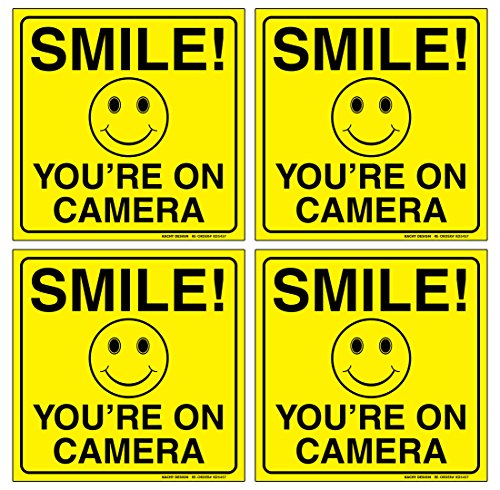 Product Cover (Set of 4) Smile You're On Camera Sign - 6