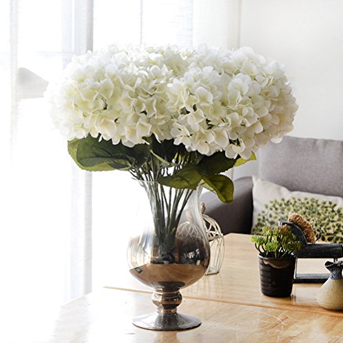 Product Cover Youngman 5 Heads Hydrangea Beautiful Artificial Flower Bunch Bouquet Home Wedding Decor (White)