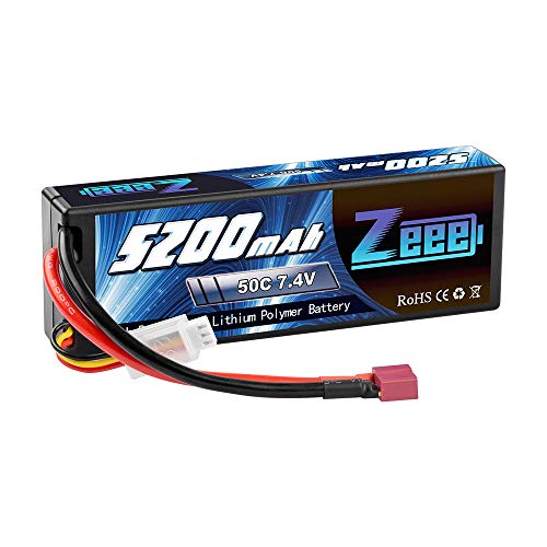 Product Cover Zeee 5200mAh 7.4V 2S 50C Lipo Battery Hard Case with Deans T Plug for RC Truck RC Truggy RC Heli Airplane Drone FPV Racing (1 Pack)