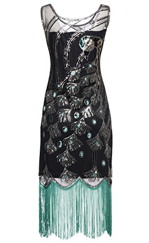 Product Cover BABEYOND 20's Vintage Peacock Sequin Fringed Party Flapper Dress