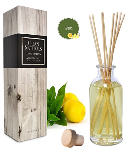 Product Cover Urban Naturals Lemon Verbena Reed Diffuser Oil Set with Reed Sticks | Tart, Citrus with Fruity Notes of Bergamot & Greens | Makes a Cheerful Gift Idea | Made in The USA