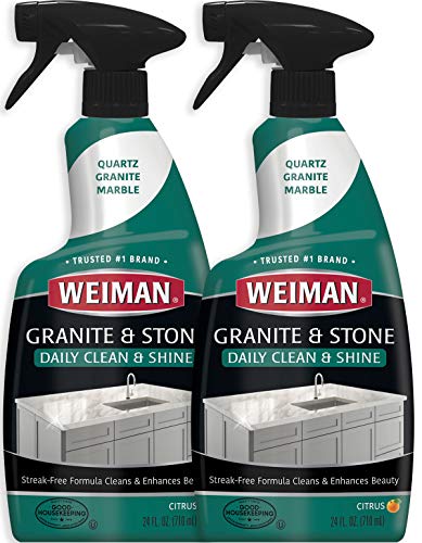 Product Cover Weiman Granite Cleaner and Polish - 24 Ounce (2 Pack) for Granite Marble Soapstone Quartz Quartzite Slate Limestone Corian Laminate Tile Countertop