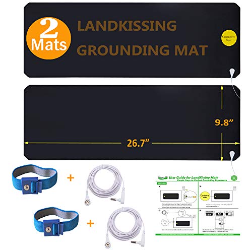 Product Cover LandKissing® Grounding Mats (2sets) for Healthy Earthing Energy with 2 Grounding Bracelets and 2 Straight Cords