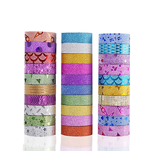 Product Cover Agutape 30 Rolls Washi Masking Tape Set,Decorative Craft Tape Collection for DIY and Gift Wrapping with Colorful Designs and Patterns