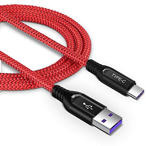 Product Cover TITACUTE Mate 20 Pro Super Charger Cable 6.6 Feet Quick Charging Cable 5A USB C Cable Nylon Braided Cords Data Cable Type A to Type C Cable Compatible with Huawei P30 Pro Mate 10 Pro Mate 20 X Red