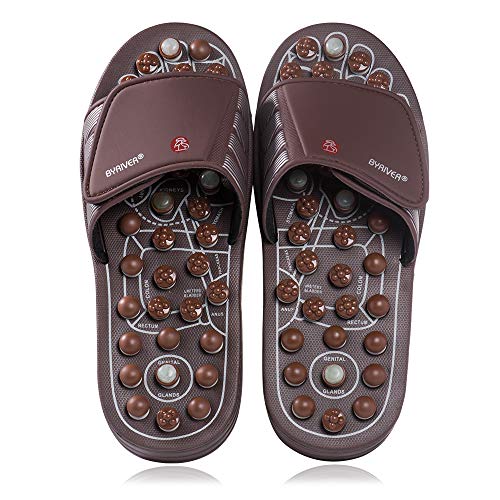 Product Cover BYRIVER Therapeutic Acupuncture Massage Flip Flops Slippers Foot Relaxation Tools Leg Calf Plantar Fasciitis Massager (M)