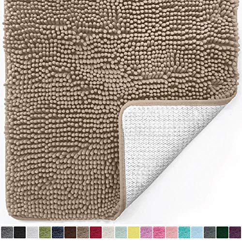 Product Cover Gorilla Grip Original Luxury Chenille Bathroom Rug Mat, 30x20, Extra Soft and Absorbent Shaggy Rugs, Machine Wash Dry, Perfect Plush Carpet Mats for Tub, Shower, and Bath Room, Beige