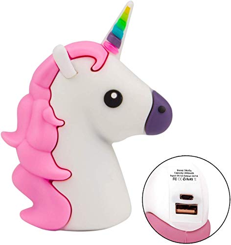 Product Cover TiKeDa 2019 Mini Unicorn Power Bank Portable Charger 2600mah External Batteries Christmas Gift Cartoon Backup Pack Compatible With iPhone Samsung Smart Phone Tablets (Mini Pink Unicorn)