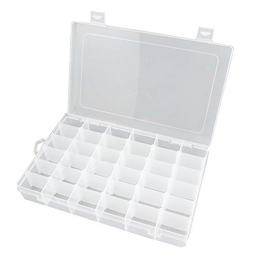 Product Cover Plastic Jewelry Box Organizer Storage Container With Adjustable Dividers 36 Grids by Rekukos (Clear)