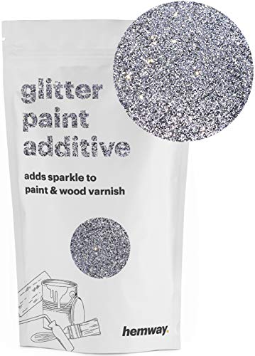 Product Cover Hemway (Silver) Glitter Paint Additive Crystals 100g / 3.5oz for Acrylic Latex Emulsion Paint - Interior Exterior Wall, Ceiling, Wood, Varnish, Dead Flat, Matte, Gloss, Satin, Silk