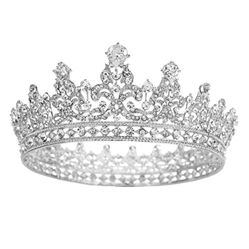 Product Cover FUMUD Charm Rhinestone Zircon Crown Bridal Tiara Crystal CZ Diadem For Bride Princess Pageant Wedding Hair Accessories (Silver)