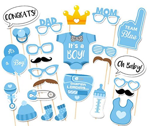Product Cover LASLU It's A Boy Baby Shower Party Photo Booth Props Kits on Sticks Set of 25pcs