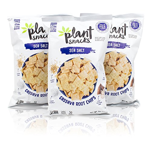 Product Cover Plant Snacks Sea Salt Mix Cassava Root Chips, 5 oz Bags, Pack of 3