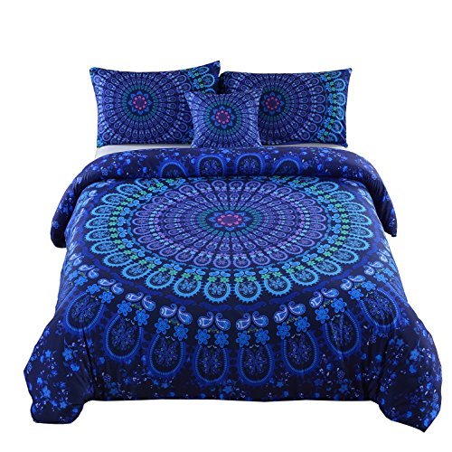 Product Cover MEILA Duvet Cover Set Luxury Soft Microfiber Bedding Sets Bohemian Mandala Pattern Bedclothes, King(104inx 90in), 4 Pieces (1 Duvet Cover+ 2 Pillowcase+ 1 Throw Pillow Case)