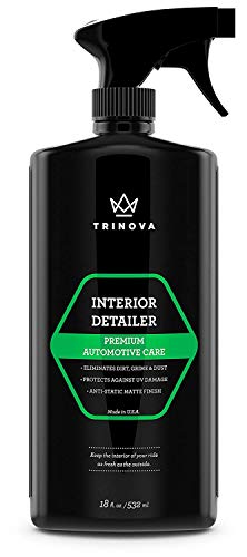 Product Cover Interior Quick Detailer - Stain Remover, Dashboard Cleaner and Protectant, Car Vinyl, Rubber, Leather Cleaning tool. 18oz TriNova