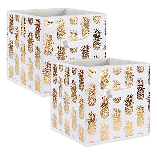 Product Cover DII Fabric Storage Bins for Nursery, Offices, Home Organization, Containers are Made to Fit Standard Cube Organizers (13x13x13) Pineapple Gold - Set of 2