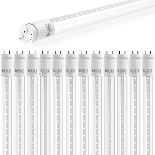 Product Cover Sunco Lighting 12 Pack 4FT T8 LED Tube, 18W=40W Fluorescent, Clear Cover, 5000K Daylight, 2200 LM, Single Ended Power (SEP), Ballast Bypass, Commercial Grade - UL