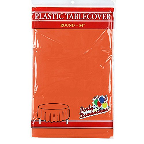 Product Cover Orange Round Plastic Tablecloth - 4 Pack - Premium Quality Disposable Party Table Covers for Parties and Events - 84