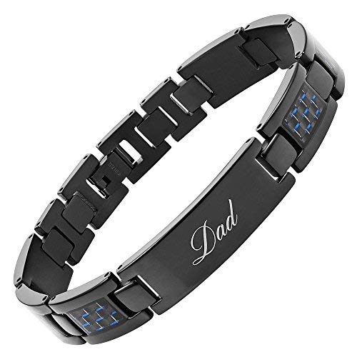Product Cover Willis Judd DAD Titanium Bracelet Engraved Love You Dad Carbon Fiber Adjusting Tool & Gift Box Included
