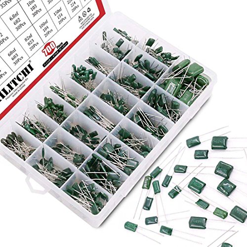 Product Cover Hilitchi 700Pcs 24-Value Mylar Polyester Film Capacitor Assortment Kit - 0.22NF to 470NF / 100V