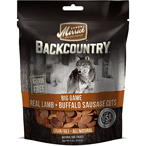 Product Cover Merrick Backcountry Big Game Real Lamb + Buffalo Sausage Cuts Dog Treat, 5Oz