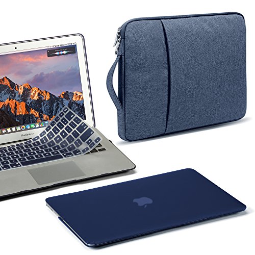 Product Cover GMYLE MacBook Air 13 Inch Case A1466 A1369 Old Version 2010 2017, 13 13.3 Inch Handle Carrying Sleeve Bag and Keyboard Cover 3 in 1 Set (Navy Blue)