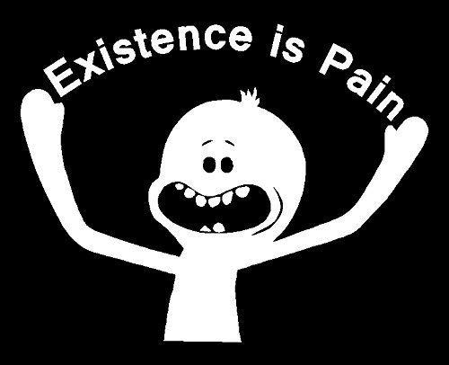 Product Cover Existence is Pain Decal, Funny Car Windshield Decal, H 6.5 by L 8.5 Inches (H 6.5 by L 8.5 Inches, White)