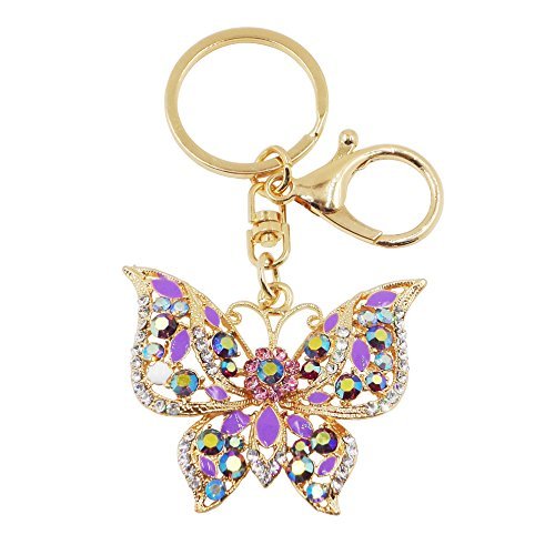 Product Cover Gorse Keychain Car Key Ring Handbag Gift Bag Key Chain Decoration Purple Butterfly Women