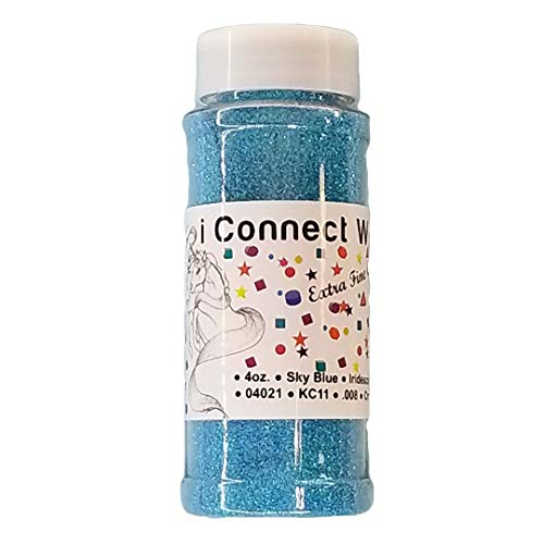 Product Cover Sky Blue, Extra Fine Iridescent Glitter 1/128, 4oz Shaker Bottle