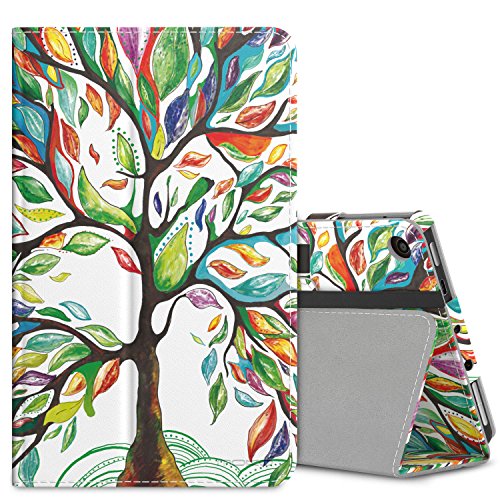 Product Cover MoKo Case for All-New Amazon Fire 7 Tablet (7th Generation, 2017 Release Only) - Slim Folding Stand Cover Case for Fire 7, Lucky Tree (with Auto Wake/Sleep)