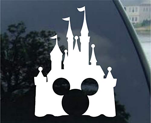 Product Cover Disney Style Castle with Mickey Inspired Vinyl Car Window Decal Sticker (White)