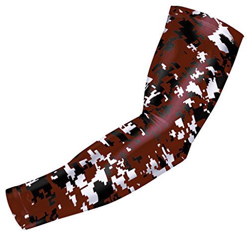 Product Cover Bucwild Sports Compression Arm Sleeve - Youth & Adult Sizes - Baseball Football Basketball (1 Arm Sleeve - Maroon Digital Camo - Youth Small)