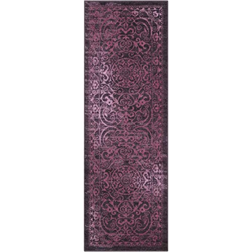 Product Cover Maples Rugs Runner Rug - Pelham 2' x 6' Non Skid Hallway Entry Rugs Runner [Made in USA] for Kitchen and Entryway, Wineberry