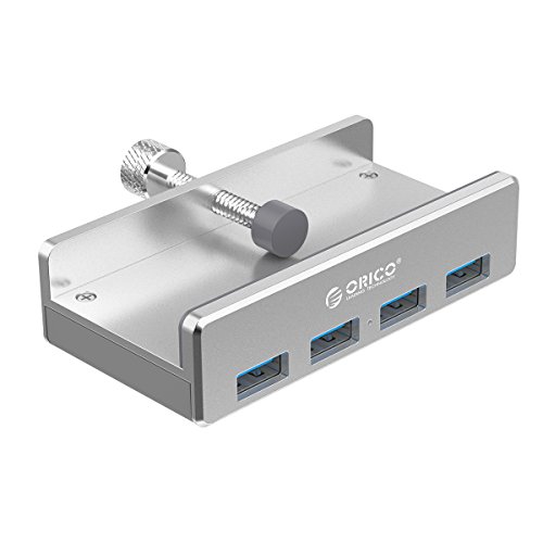 Product Cover ORICO USB Hub, 4 Port USB 3.0 Clip-Type Aluminum Alloy Portable Size Travel Super Speed USB Splitter for iMac MacBook PC Laptop