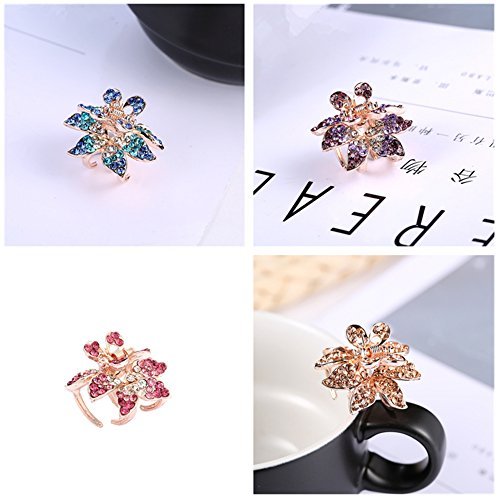 Product Cover Casualfashion 4Pcs Fashion Crystal Leaf Style Mini Bangs Clips Small Rhinestone Hair Claws Hairpins for Women Girls 1.100.59 inch