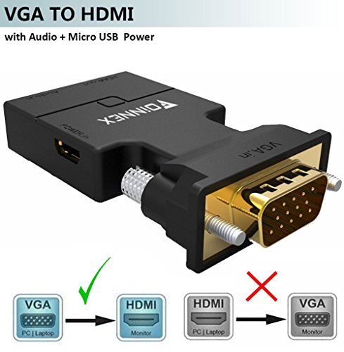 Product Cover VGA to HDMI Adapter/Converter with Audio,(PC VGA Source Out to TV/Monitor with HDMI Connector),FOINNEX Active Male VGA in Female HDMI 1080p Video Adaptateur/Convertisseur for Computer,Projector
