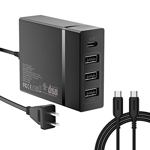 Product Cover USB C Wall Charger, Nekteck 72W 4 Ports Desktop Charging Station, One 60W Type C PD Port for Laptops, MacBook Pro 13in/Air, XPS, iPad Pro 2018, HP Spectre, 3 USB Ports for iPhone Xs/Max, Pixel, S10/S9
