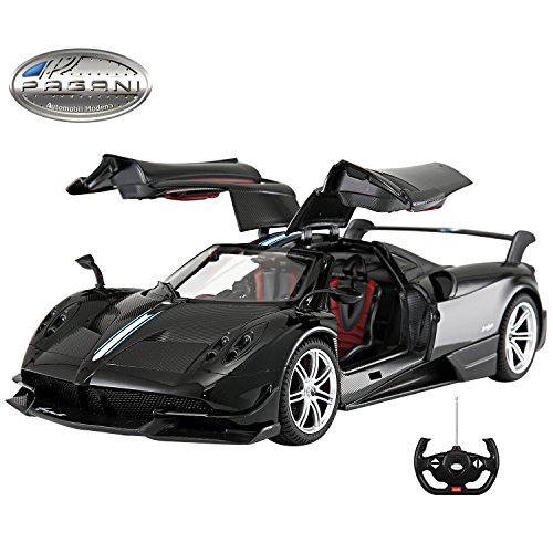 Product Cover Licensed RC Car 1:14 Scale Pagani Huayra BC | Rastar Radio Remote Control 1/14 RTR Super Sport Car Model w/ Open Doors (Black)