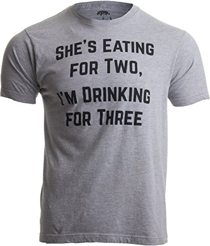 Product Cover Drinking for Three | Funny Dad Father Pregnancy Announcement Joke T-Shirt-(Adult,L) Sport Grey