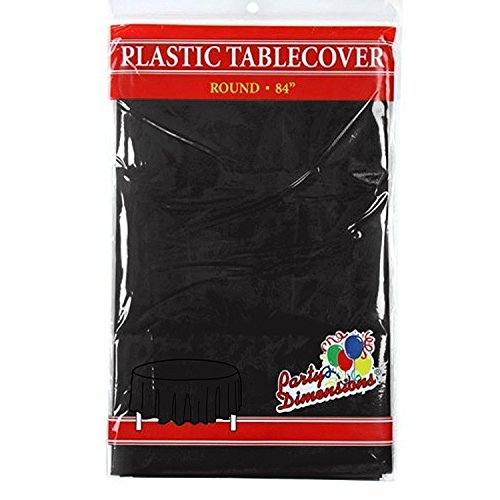 Product Cover Black Round Plastic Tablecloth - 4 Pack - Premium Quality Disposable Party Table Covers for Parties and Events - 84