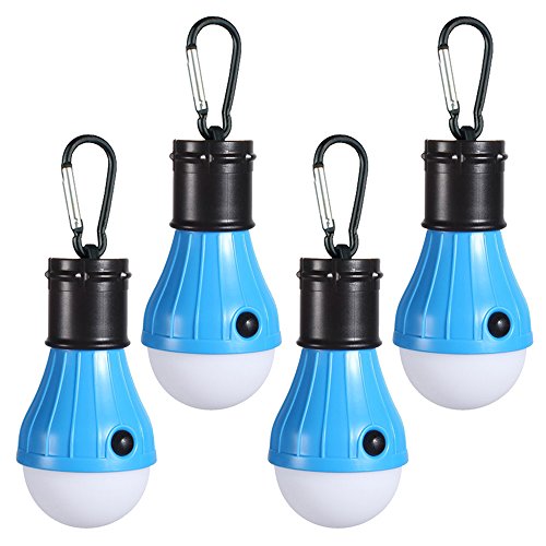 Product Cover Doukey LED Camping Lights [4 Pack] Portable LED Tent Lanterns 4 Modes for Backpacking Camping Hiking Fishing Emergency Light Battery Powered Lamp for Outdoor and Indoor (Blue)