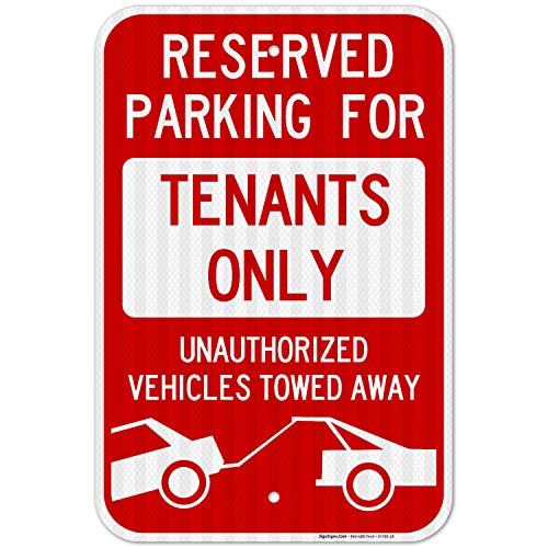 Product Cover Reserved Parking Sign, Tenants Parking Only Sign, No Parking 12x18 3M Reflective (EGP) Rust Free .63 Aluminum, Easy to Mount Weather Resistant Long Lasting Ink, Made in USA by SIGO Sign