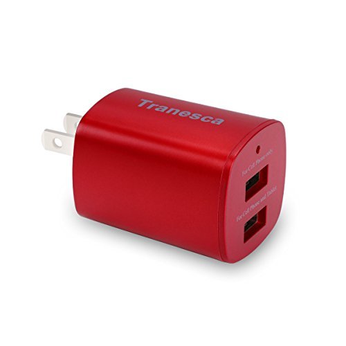 Product Cover Tranesca 2-port USB Travel Wall Charger with foldable plug for iPhone 7 /7 plus/iPhone 6s/6/iPhone5/iPad/ iPad Pro / mini and More ( UL and FCC certified- 100% truly marked)- Red