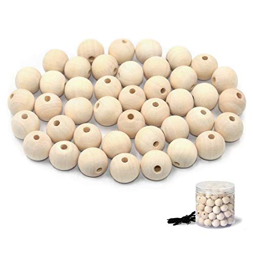 Product Cover R.FLOWER Natural Wood Beads Round Ball Wooden Loose Beads Unfinished Wood Spacer Beads for Craft-making 100pcs (20mm)